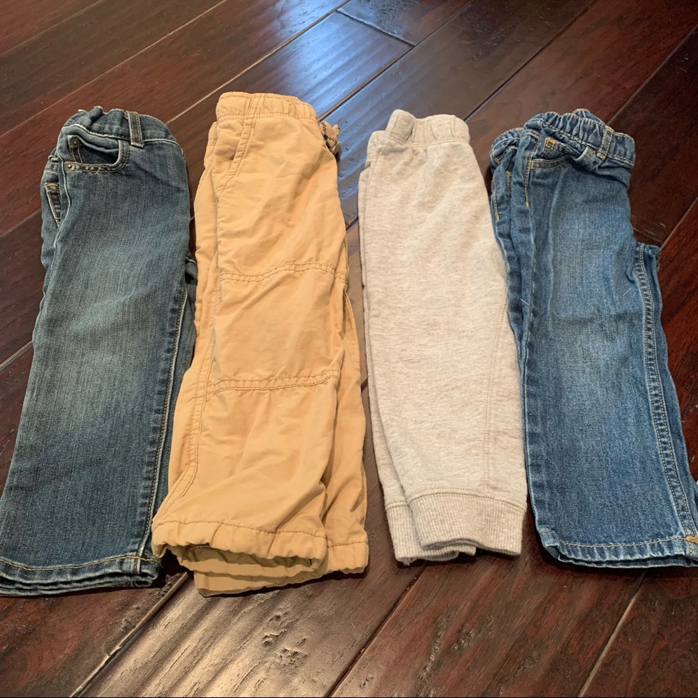 4 pairs boys pants, size 24 months and 2t